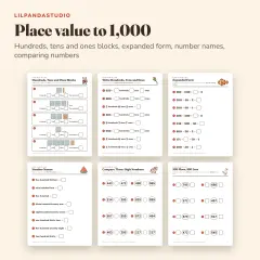 Little Panda's Second Grade Math Workbook: place value