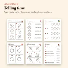 Little Panda's Second Grade Math Workbook: time
