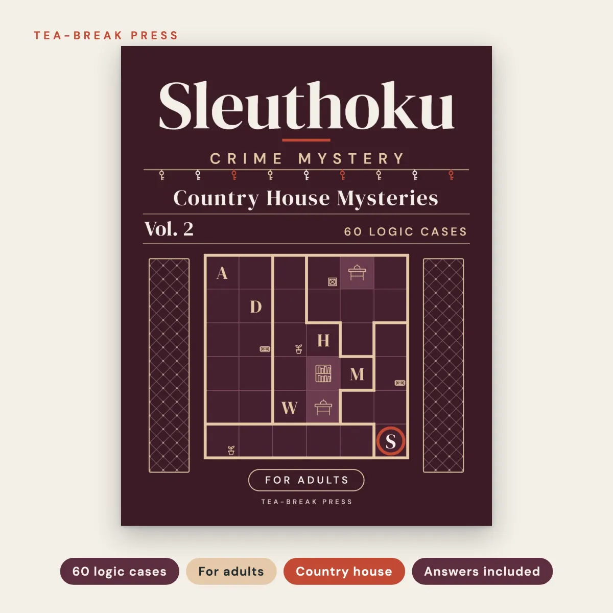 Sleuthoku Crime Mystery, Vol. 2: Country House Mysteries, 60 Logic Cases for Adults: front cover