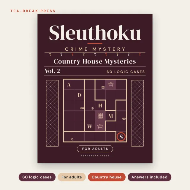 Sleuthoku Crime Mystery, Vol. 2: Country House Mysteries, 60 Logic Cases for Adults cover