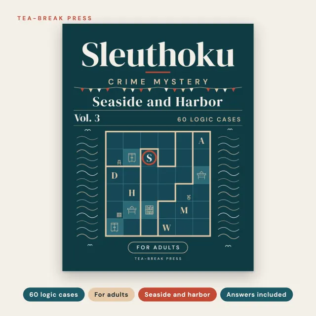 Sleuthoku Crime Mystery, Vol. 3: Seaside and Harbor, 60 Logic Cases for Adults cover