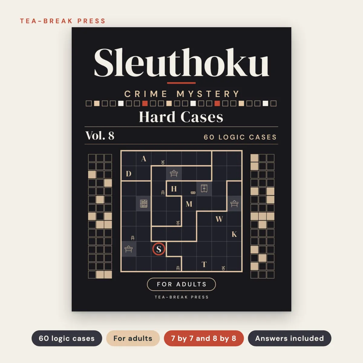 Sleuthoku Crime Mystery, Vol. 8: Hard Cases, 60 Logic Cases for Adults: front cover
