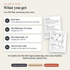 Sleuthoku Crime Mystery, Vol. 8: Hard Cases, 60 Logic Cases for Adults: what you get