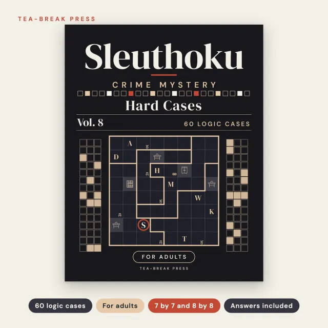 Sleuthoku Crime Mystery, Vol. 8: Hard Cases, 60 Logic Cases for Adults cover
