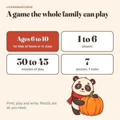 Little Panda’s Thanksgiving Escape Room: ages and players