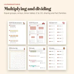 Little Panda's Third Grade Math Workbook: mult div