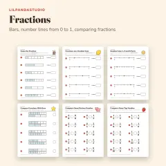 Little Panda's Third Grade Math Workbook: fractions