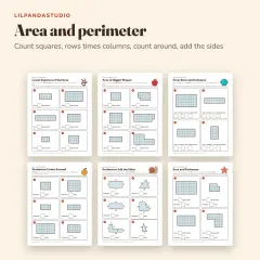 Little Panda's Third Grade Math Workbook: area perimeter