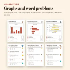 Little Panda's Third Grade Math Workbook: graphs stories