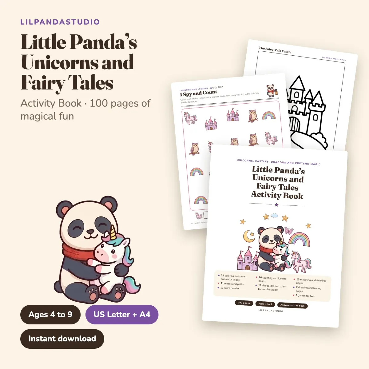 Little Panda's Unicorns and Fairy Tales Activity Book: cover