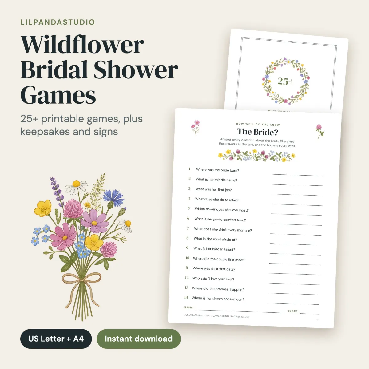 Wildflower Bridal Shower Games: cover